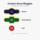 Custom woven, embroidered and PVC woggles