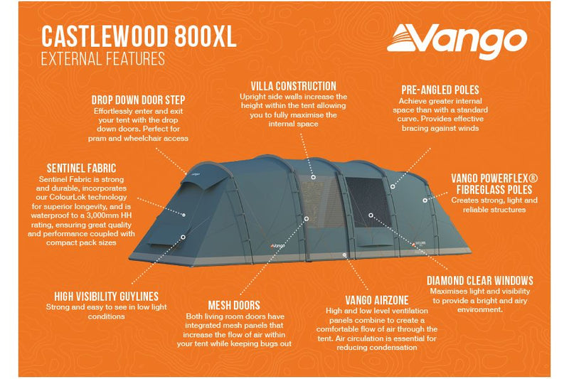 Vango Castlewood 800XL Poled Tent Package
