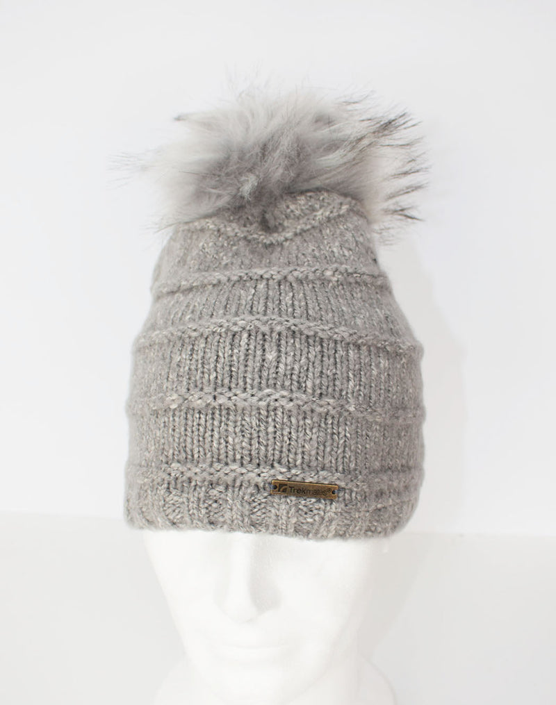 Mia Knitted Beanie - Grey