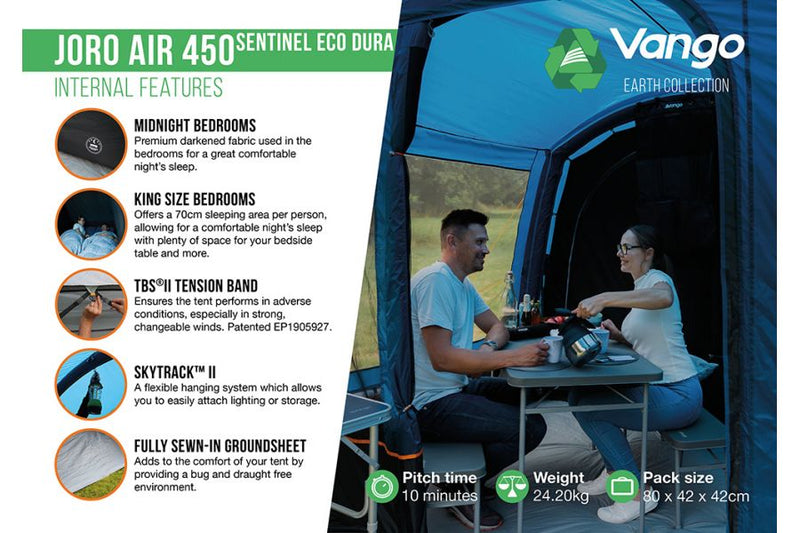 Vango Joro Air 450 Sentinel Eco Dura Package - INCLUDES FREE CAREPET AND FOOTPRINT