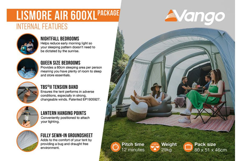 Vango Lismore 600XL Air Tent Package (groundsheet protector included)